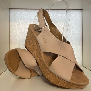 Clarks Beige Wedge Sandals
